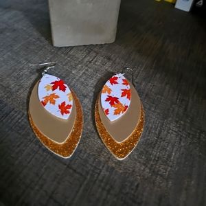 Brand new Fall Earrings. Faux Leather with Gorgeous Leaf design